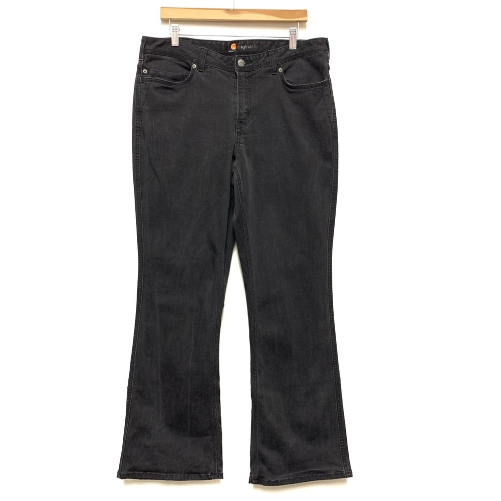 Carhartt Original Fit Jasper Bootcut Jeans Size 14 Regular Black Stretch 100649 - Picture 2 of 11